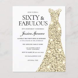 Golden Glitzer Dress 60. Geburtstag Einladung
