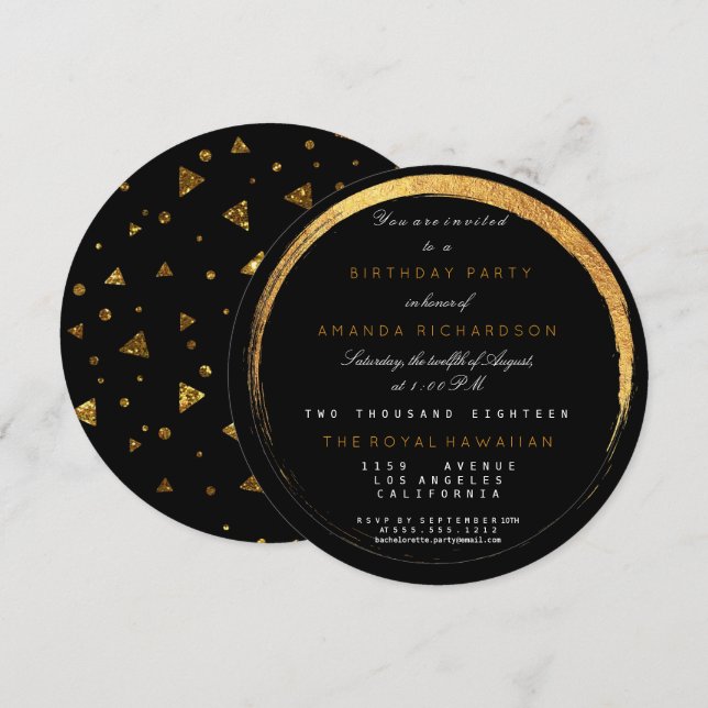 Golden Glitzer Geometric Vip Party Event Luxus Einladung (Vorne/Hinten)