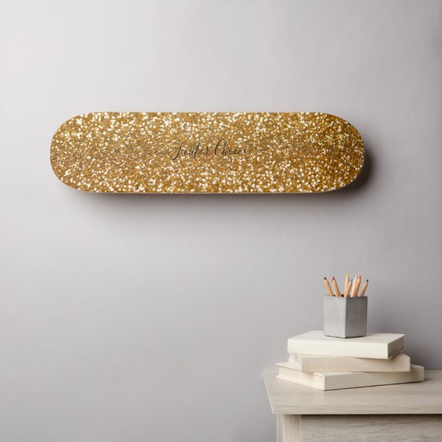 Golden Glitzer Individuelle Name Skateboard (Wandkunst (Horz))