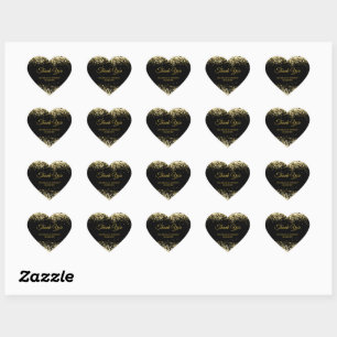 Golden Glitzer Luxury Black Wedding Herz-Aufkleber