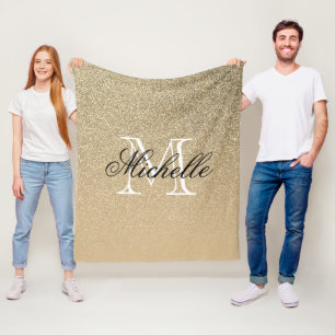 Golden Glitzer Monogram Fleecedecke