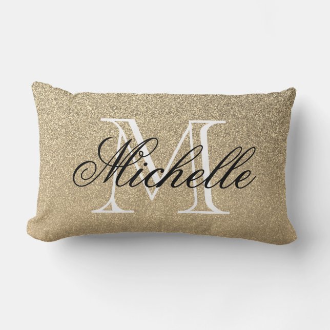 Golden Glitzer Monogram Lendenkissen (Vorderseite)