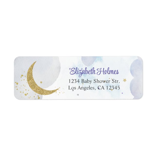 Golden Glitzer Moon Babydusche Adresse (Vorne)