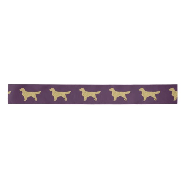 Golden Glitzer Retriever lila lila Satinband (Vorderseite)