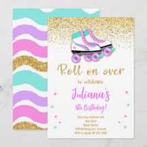 Golden Glitzer Roller Skate Geburtstagsfeier Einla