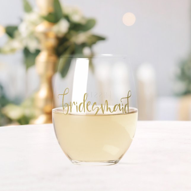 Golden Glitzer Script Name Datum Überbrückung Gesc Weinglas Ohne Stiel (Insitu (Hochzeit))