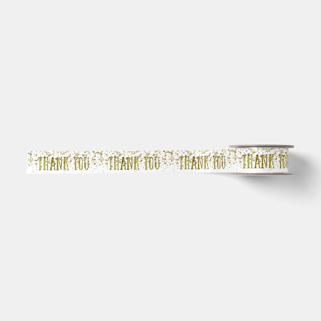 Golden Glitzer Sequin Danke Ribbon Satinband (Vorderseite)