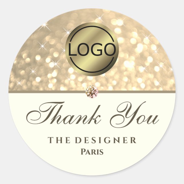 Golden Glitzer Sparkle Stars Diamond Logo Image Runder Aufkleber (Vorderseite)