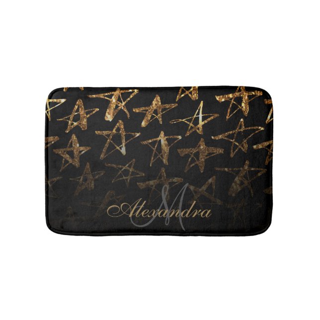 Golden Glitzer Stars Badematte (Vorderseite)