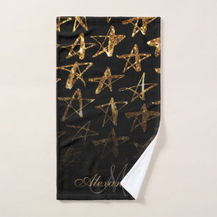 Golden Glitzer Stars Badhandtuch Set