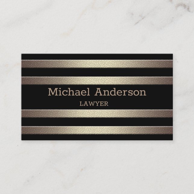 Golden Glitzer Streifen gestreift Visitenkarte (Vorderseite)