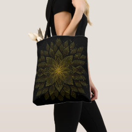 Golden Glitzer Sun Mandala Tasche