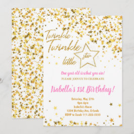 Golden Glitzer Twinkle Little Star Birthday Einlad Einladung