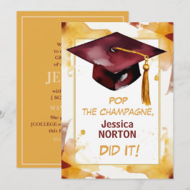 🎓Golden Glow Custom Graduation Announcement Einladung
