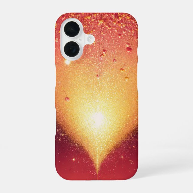 Golden Glow & Heart Romantic Phone Case iPhone 16 Hülle (Rückseite)