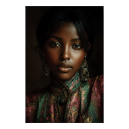 Golden Glow Melanin Royale Kopftuch-Porträt Poster