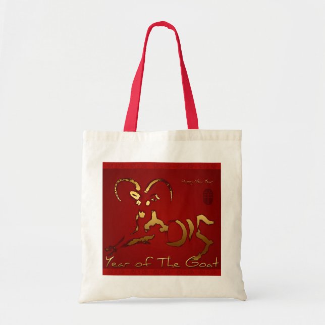 Golden Goat Chinesisch-Vietnamesisch Lunar Neujahr Tragetasche (Vorne)
