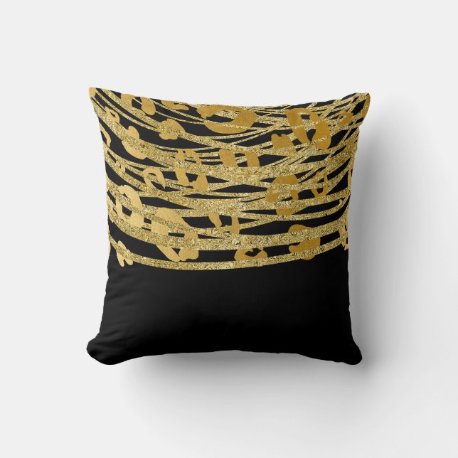 Golden Gold Black Leopard Cheetah Print Glam Kissen (Vorderseite)