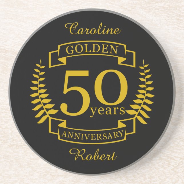 GOLDEN Golden 50 Years Wedding Anniversary 50 Getränkeuntersetzer (Vorne)
