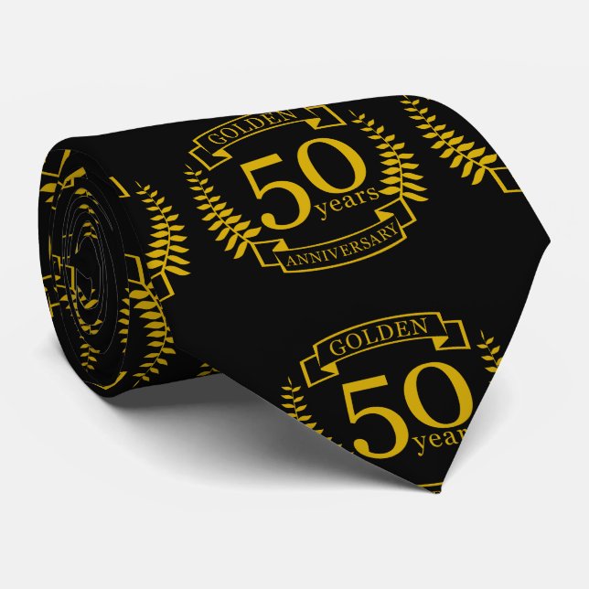 GOLDEN Golden 50 Years Wedding Anniversary 50 Krawatte (Gerollt)