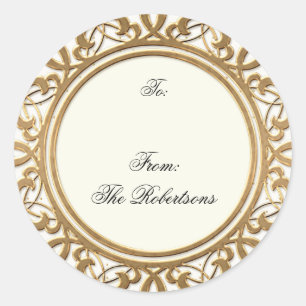 Golden Golden Swirl Elegantes Weihnachtsgeschenk T Runder Aufkleber