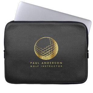 Golden Golf Ball Logo Elegante Golfer Monogram Laptopschutzhülle