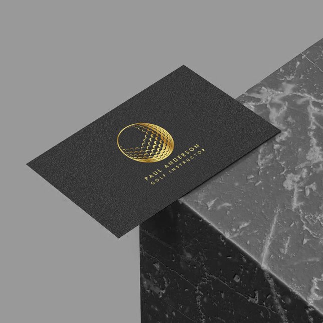 Golden Golf Ball Logo Elegante Golfer Monogram Visitenkarte (Von Creator hochgeladen)