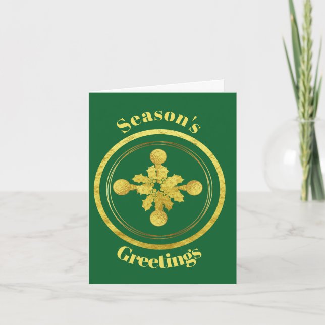 Golden Golf Balls und Holunder Weihnachtskarte Karte (Vorderseite)
