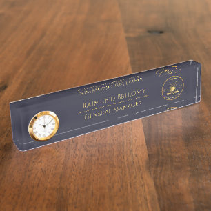 Golden Golf Clubs Schreibtisch Name Plakat Namensplakette