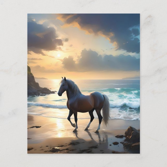 Golden Grace: Ein Palomino Pferd am Sonnenuntergan Flyer (Vorne)