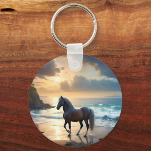 Golden Grace: Ein Palomino Pferd am Sonnenuntergan Schlüsselanhänger