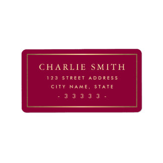 Golden gradient border burgundy return address adressaufkleber