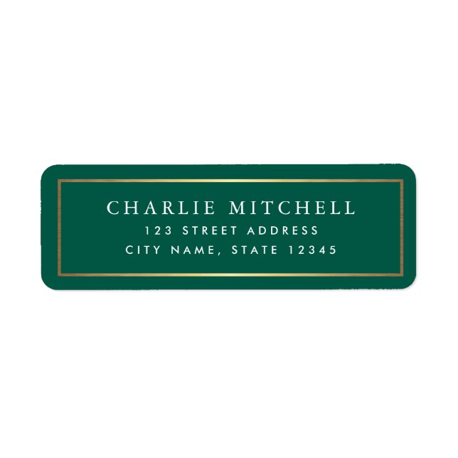 Golden gradient border forest green return address (Vorne)