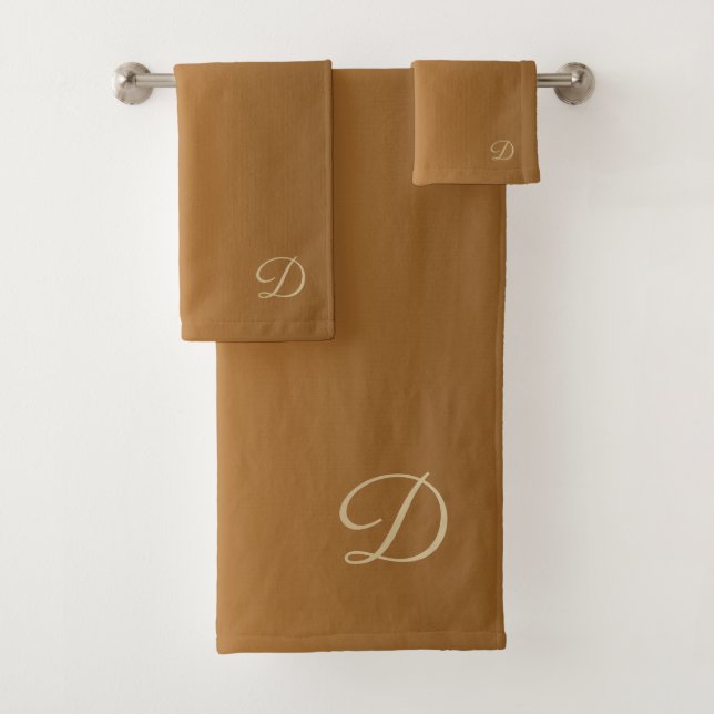 Golden Gradient mit benutzerdefinierter Monogramm Badhandtuch Set (Insitu)