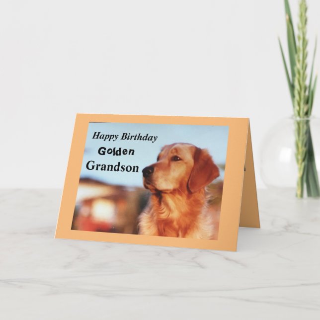 Golden Grandson Geburtstag Golden Retrique Karte (Vorderseite)
