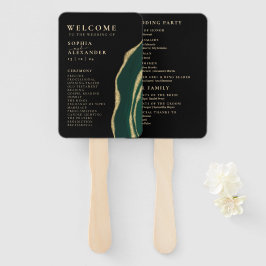 Golden Green Age Hochzeitsprogramm Set of Fans Fächer