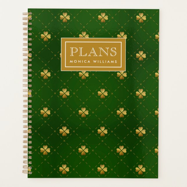 Golden Green Clover Pattern Planer (Vorderseite)