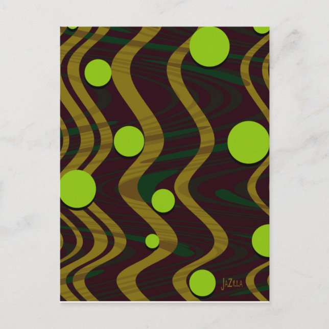 Golden Green Dot Wave Postkarte (Vorderseite)
