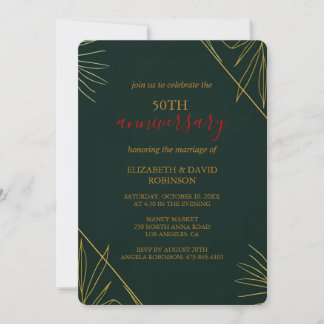Golden Green elegante Hochzeit 50 Jahre alt Einladung