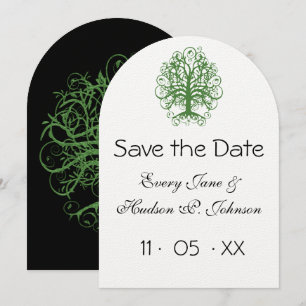 Golden Green Swirl Tree Roots of Liebe Wedding Einladung