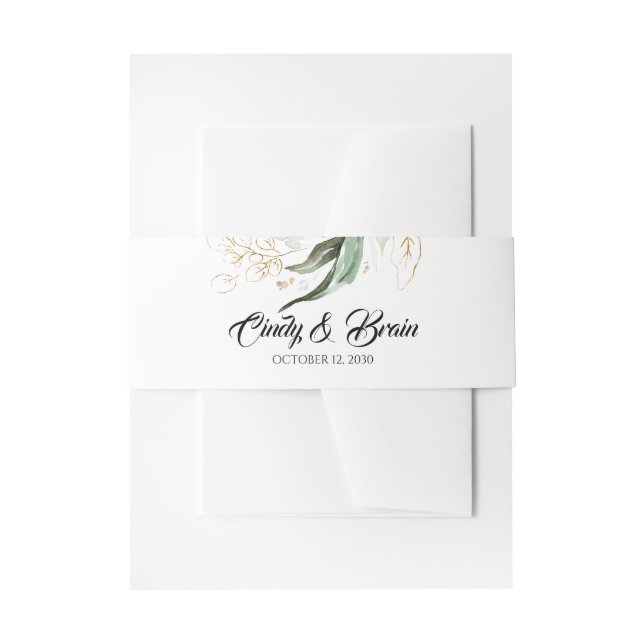 Golden Greenery Blätter Hochzeit Einladungsbanderole (Vorderseite Beispiel)