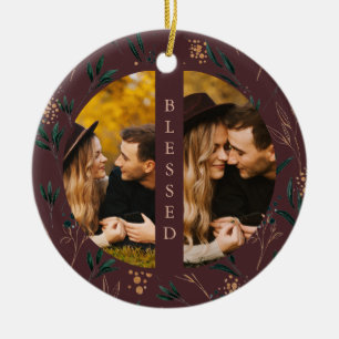 Golden Greenery Gesegnete Typografie Foto Eggplant Keramik Ornament