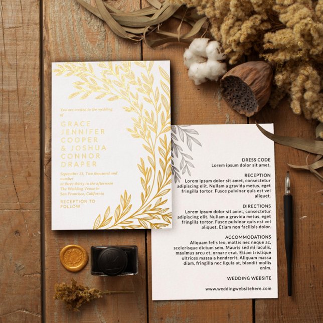 Golden Greenery Lush Golden Frische Pasta machen Folieneinladung (Von Creator hochgeladen)