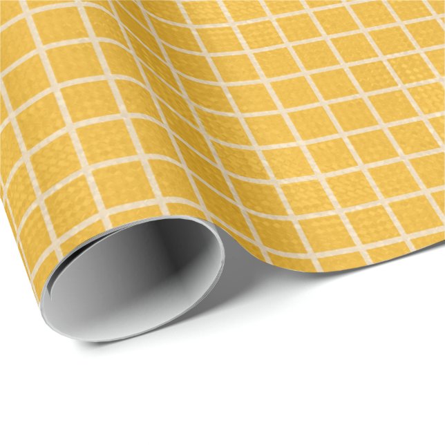 Golden Grid Premium Matte Wrapping Paper Geschenkpapier (Rolleneckpunkt)