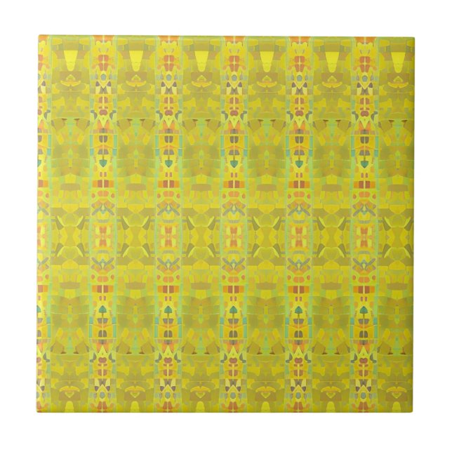 Golden grüne Mosaik geometrische Design kitty Stim Fliese (Vorderseite)
