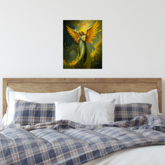 Golden Guardian Angel - Ethereal Digitales Gemälde Foliendrucke