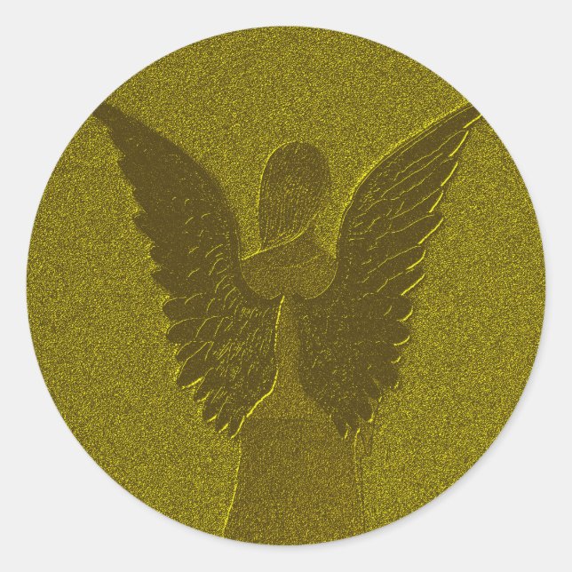 Golden Guardian Angel Runder Aufkleber (Vorderseite)