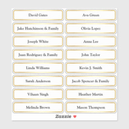 Golden Guest Names Wedding Platzkarte Aufkleber