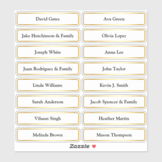 Golden Guest Names Wedding Platzkarte Aufkleber