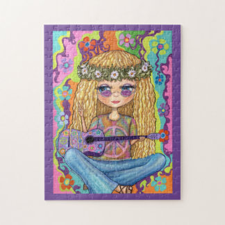 Golden Hair Hippie Picknickkorn Lila Gitarre